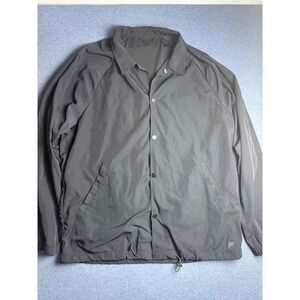 Fabletics Mens Coaches Jacket Black Snap Front Windbreaker Large 0054